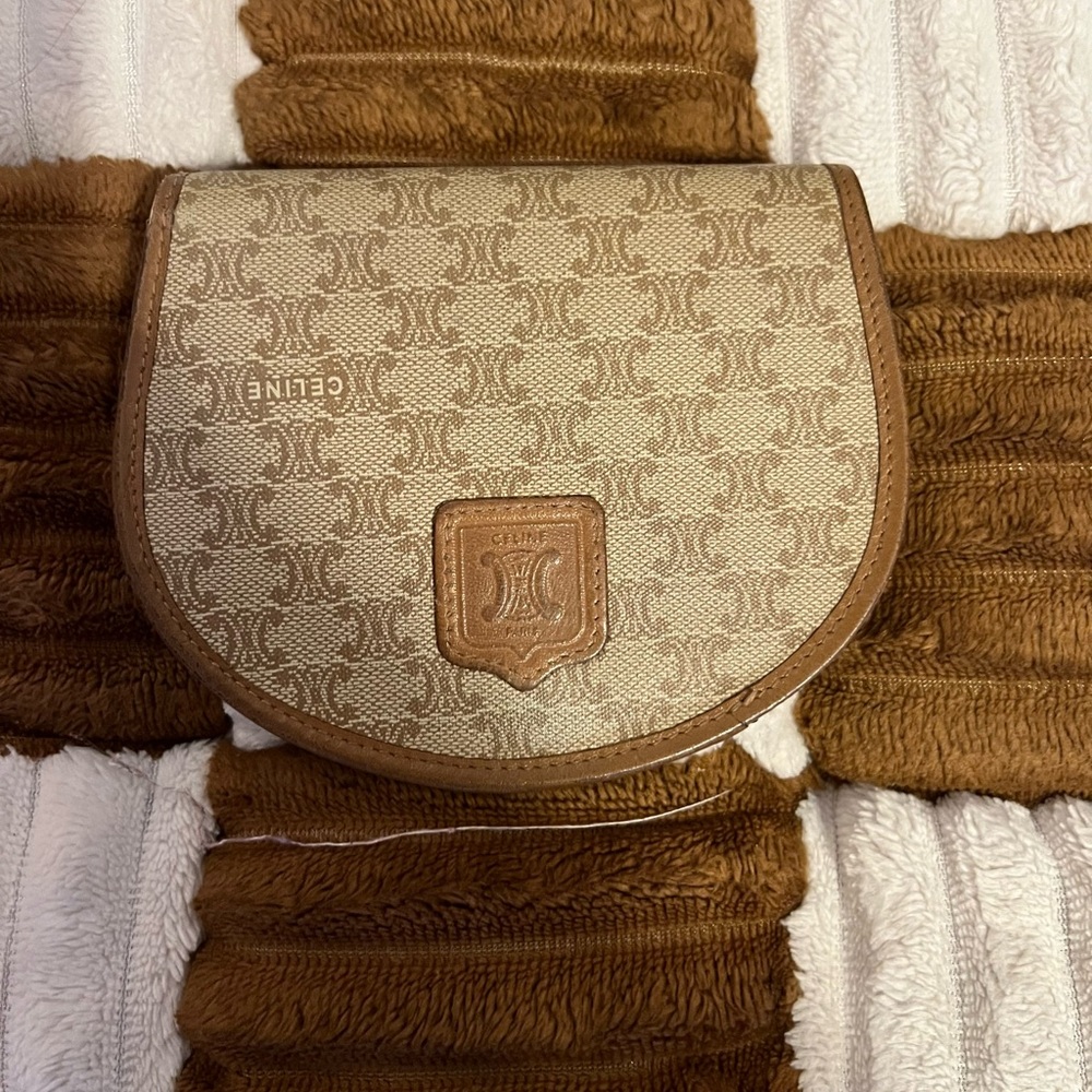 Celine Beige Macadam Vintage Compact Wallet GUC!